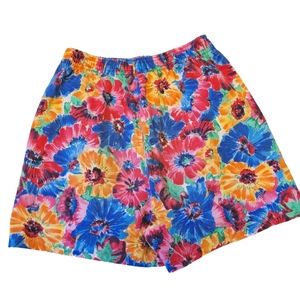 Vintage 1990s Connectors funky neon colorful floral girls shorts